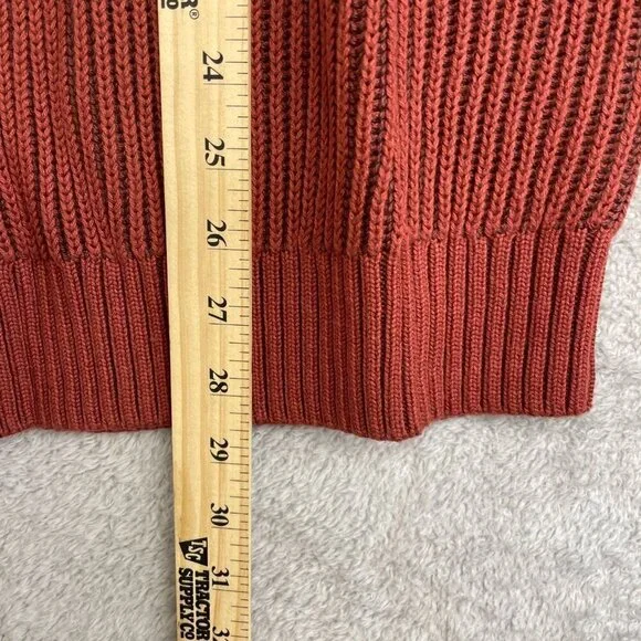 NEW Lands’ End Men’s M Ribbed Knit Sweater Mock neck Red Rust 100% Cotton - Picture 3 of 8